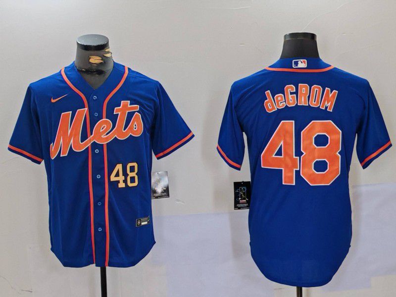 Men New York Mets #48 Degrom Blue Game 2024 Nike MLB Jersey style 1